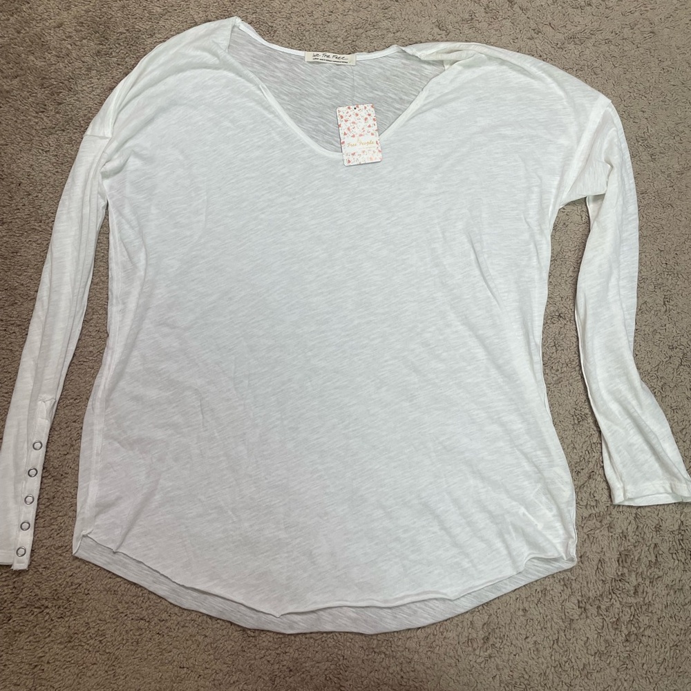 NWT Free People White Button Long Sleeve